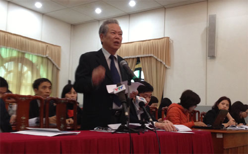 Ông Phạm Xuân Hằng, nguyên Phó chủ tịch Ủy ban Trung ương Mặt trận Tổ quốc Việt Nam, phát biểu tại hội nghị do Ủy ban Trung ương Mặt trận Tổ quốc Việt Nam tổ chức ngày 19/2.<br>