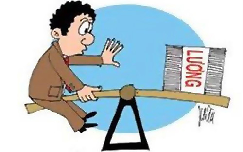 Điều tra xã hội về mức sống của người lao động cho thấy hiện nay lương 
tối thiểu chỉ đảm bảo được trên 60% nhu cầu sống tối thiểu - Minh họa: Khều.<br>