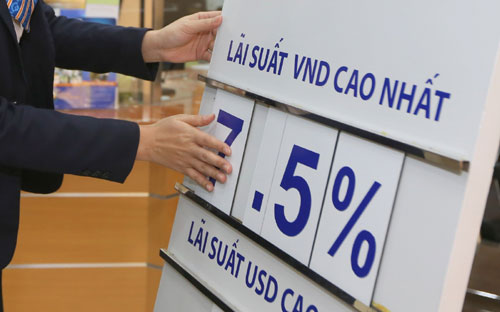 Chênh lệch lãi suất giữa một số thành viên khối ngân hàng thương mại nhà nước so với khối ngân hàng thương mại cổ phần tư nhân hiện đã thu hẹp chỉ còn trên dưới 
0,5%/năm, thay vì doãng rộng từ 1-1,5%/năm khoảng một năm trước - Ảnh: Quang Phúc.<br>