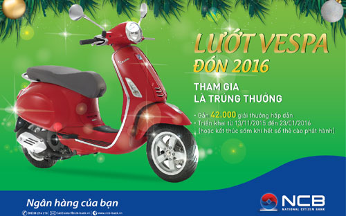 19 khách hàng may mắn nhất sẽ nhận được các giải thưởng giá trị gồm 1 xe
 máy Vespa Primavera, 32 chỉ vàng SJC và 16 điện thoại Iphone 6s.