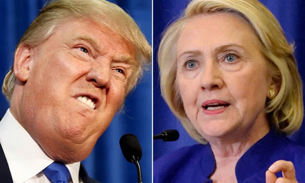Ông Donald Trump (trái), ứng cử viên của Đảng Cộng hòa, và bà Hillary Clinton, ứng cử viên của Đảng Dân chủ, trong cuộc bầu cử Tổng thống Mỹ năm 2016 - Ảnh: Salon.