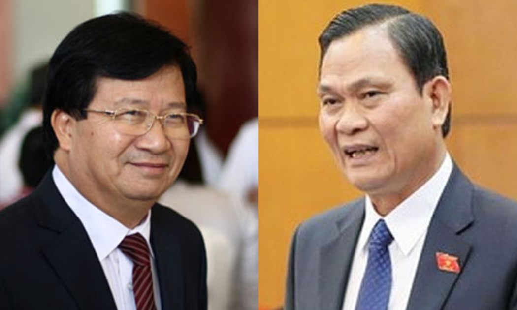 Bộ trưởng Bộ Nội vụ Nguyễn Thái Bình (bên phải) và Bộ trưởng Bộ Xây dựng Trịnh Đình Dũng.