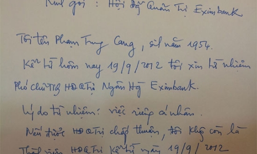 Phó chủ tịch Eximbank từ nhiệm