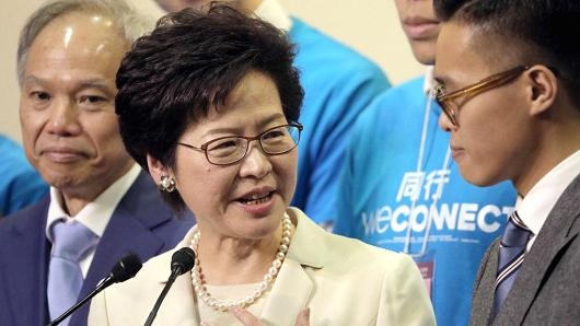Bà Carrie Lam, người vừa được bầu làm trưởng đặc khu hành chính mới của Hồng Kông - Ảnh: Bloomberg/CNBC.<br>