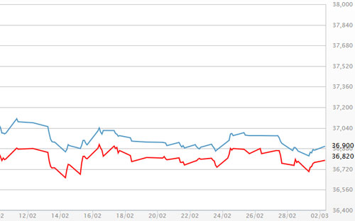Diễn biến giá vàng SJC tại DOJI - Nguồn: DOJI.<br>