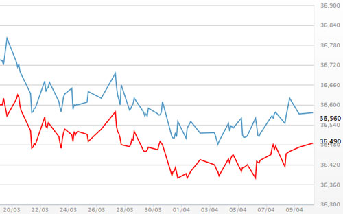 Diễn biến giá vàng SJC tại DOJI - Nguồn: DOJI.<br>