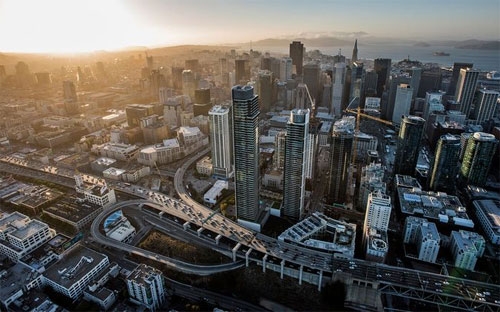 Khu vực trung tâm thành phố San Francisco, bang California, Mỹ nhìn từ trên cao - Ảnh: Bloomberg.<br>