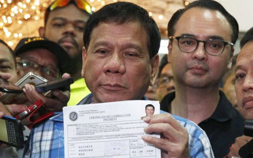 Duterte cho rằng lập trường cứng rắn về vấn đề luật pháp và trật tự là 
cơ sở cho chiến thắng của ông trong cuộc bầu cử tổng thống ở Philippines - Ảnh: Reuters.<br>