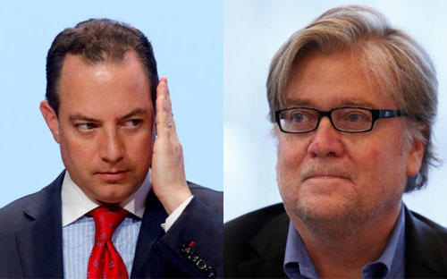 Ông Reince Priebus (trái) và ông Stephen Bannon (phải) - Ảnh: Reuters.<br>