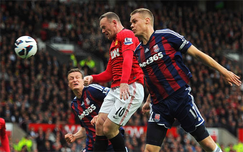 Một trận đấu bóng đá thuộc giải Ngoại hạng Anh.<br>