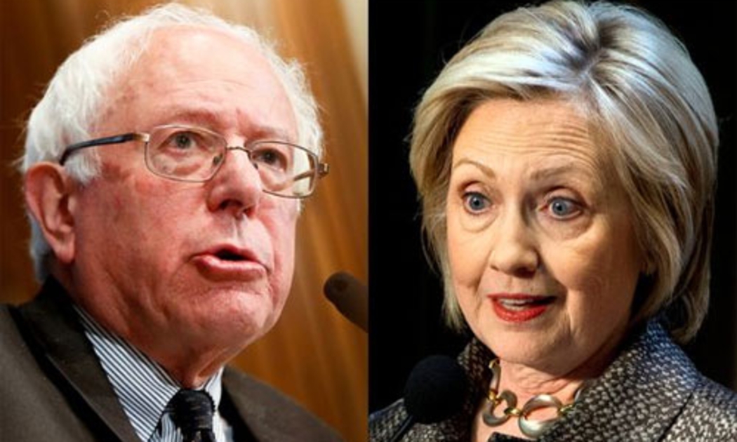 Hai ứng viên tổng thống Mỹ của Đảng Dân chủ: Bernie Sanders (trái) và Hillary Clinton (phải).