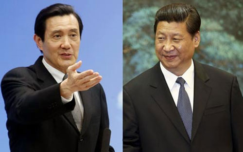 Nhà lãnh đạo Đài Loan Mã Anh Cửu (trái) và Chủ tịch Trung Quốc Tập Cận Bình - Ảnh: WantChina Times.<br>
