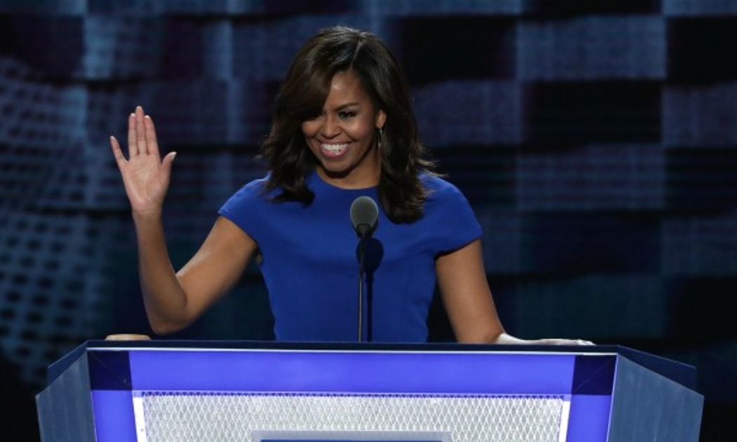 Bà Michelle Obama trong bài phát biểu ngày khai mạc đại hội toàn quốc Đảng Dân chủ ở Philadelphia, Mỹ ngày 25/7 - Ảnh: Getty.