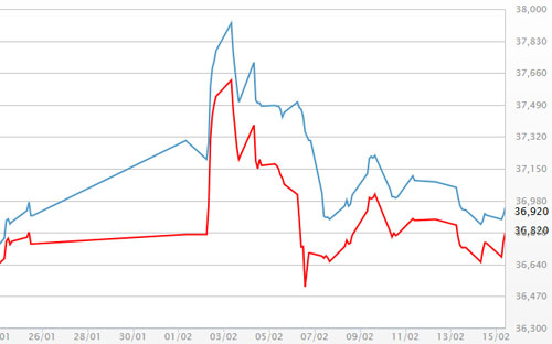 Diễn biến giá vàng SJC tại DOJI - Nguồn: DOJI.<br>