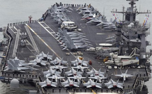 Hàng không mẫu hạm John C. Stennis của Mỹ - Ảnh: Reuters.<br>