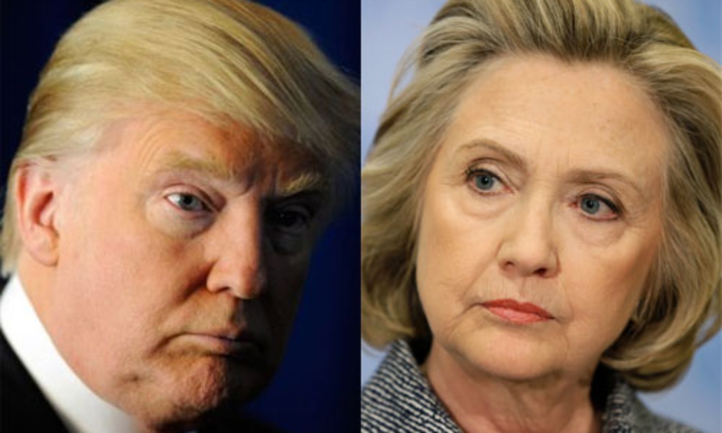 Hai ứng cử viên tổng thống Mỹ: Donald Trump của Đảng Cộng hòa (trái) và Hillary Clinton (phải).