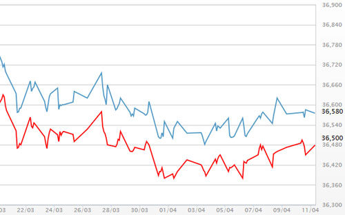 Diễn biến giá vàng SJC tại DOJI - Nguồn: DOJI.<br>