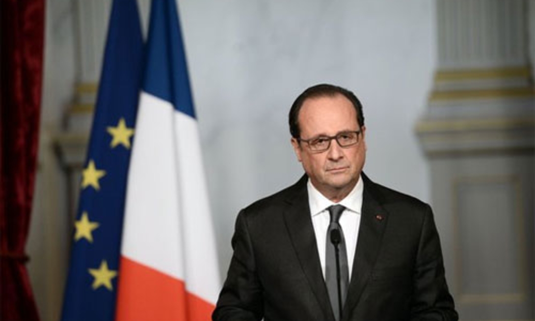 Tổng thống Pháp Francois Hollande phát biểu sáng ngày 14/11 - Ảnh: New York Times.