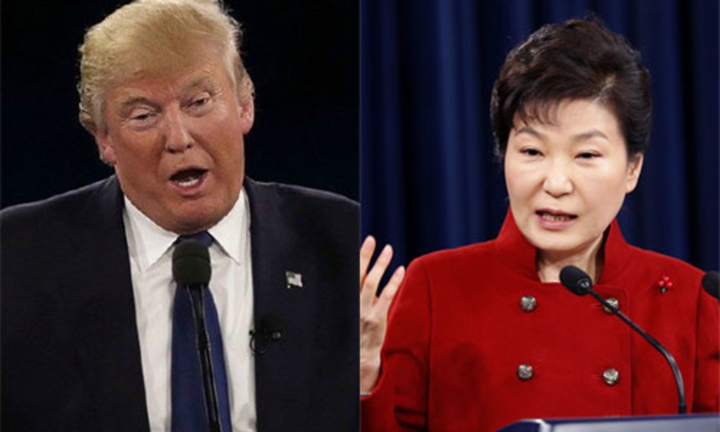 Tổng thống đắc cử Mỹ Donald Trump (trái) và Tổng thống Hàn Quốc Park Geun-hye.