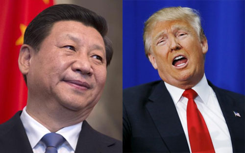 Chủ tịch Trung Quốc Tập Cận Bình (trái) và Tổng thống đắc cử của Mỹ Donald Trump.<br>