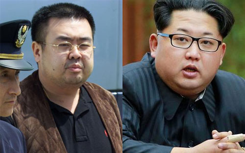 Nhà lãnh đạo Triều Tiên Kim Jong Un (phải) và người anh trai Kim Jong Nam - Ảnh: Reuters.<br>