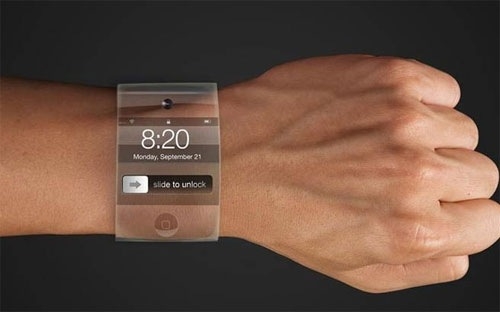 <span id="div" class="fl w100 mt10 span-detailimages relative"><span id="div" class="fl w100 mt10 span-detailimages relative">Mẫu đồng hồ iWatch sử dụng màn hình cong theo mô tả của tờ New York Times - Ảnh: New York Times.</span></span>