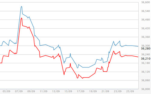 Diễn biến giá vàng SJC tại DOJI - Nguồn: DOJI.<br>