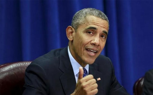 Tổng thống Mỹ Barack Obama phát biểu tại một cuộc
gặp với các chủ trang trại và doanh nghiệp nước này tại trụ sở Bộ Nông nghiệp Mỹ ngày
6/10 - Ảnh: Reuters.<br>