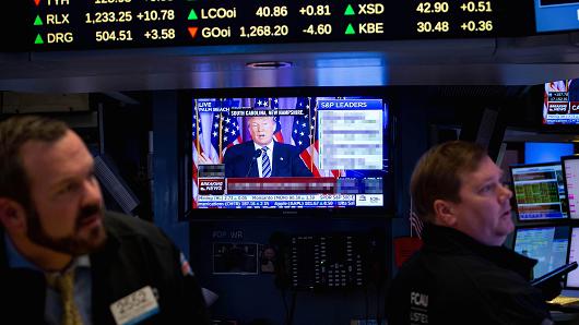  Barclays thậm chí cảnh báo rằng thị trường chứng khoán Mỹ có thể giảm 11-13% nếu Trump trở thành Tổng thống - Ảnh: Bloomberg/CNBC.<br>