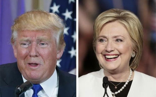 Hai ứng viên tổng thống Mỹ, Donald Trump của Đảng Cộng hòa (trái) và Hillary Clinton (phải) - Ảnh: Reuters.<br>