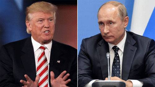 Ứng cử viên Tổng thống Mỹ Donald Trump (trái) và Tổng thống Nga Vladimir Putin - Ảnh: AP/BBC.<br>