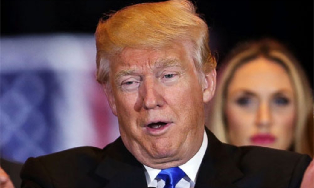 Ứng cử viên tổng thống Mỹ Donald Trump phát biểu trước người ủng hộ và báo giới tại văn phòng riêng ở New York ngày 3/5 - Ảnh: ABC/Getty.