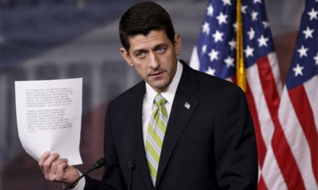 Chủ tịch Hạ viện Mỹ Paul Ryan trong cuộc họp báo ở Đồi Capitol ngày 19/11 - Ảnh: Reuters.