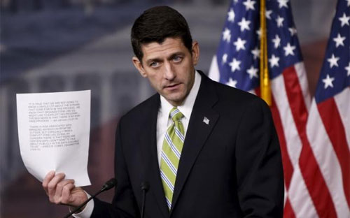 Chủ tịch Hạ viện Mỹ Paul Ryan trong cuộc họp báo ở Đồi Capitol ngày 19/11 - Ảnh: Reuters.<br>