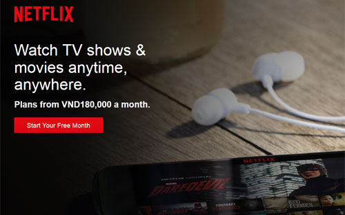 Ảnh chụp màn hình trang chủ Netflix Việt Nam.<br>