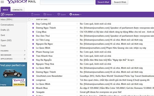 Giao diện mới của Yahoo! Mail trông giống hệt như Gmail - <i>Ảnh chụp màn hình</i>.<br>