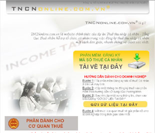 Giao diện website tncnonline.com.vn.