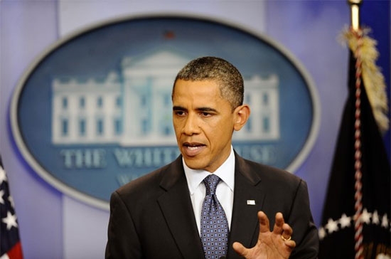 Tổng thống Mỹ Obama phát biểu về vấn đề nợ công tại Nhà Trắng, hôm 22/7. Cuộc khủng hoảng nợ của nước Mỹ đang có liên hệ chặt chẽ với giá vàng quốc tế - Ảnh: Getty.