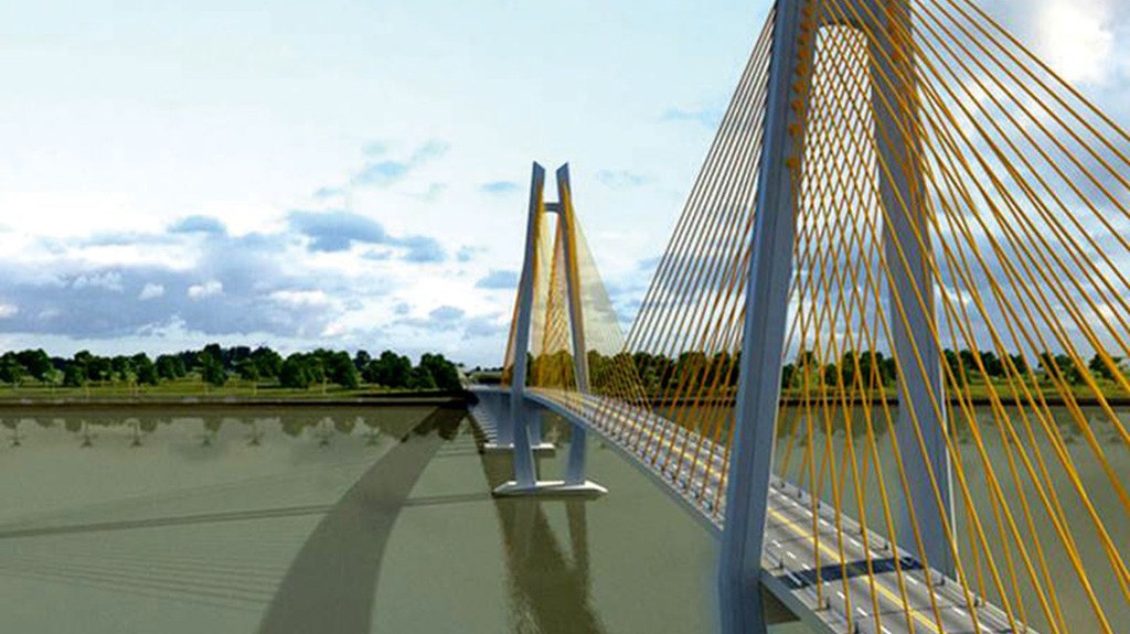 Dự án cầu Mỹ Thuận 2 được thiết kế sáu làn xe với vận tốc 100 km/h; diện tích đất cần thu hồi gần 42.000 m2.