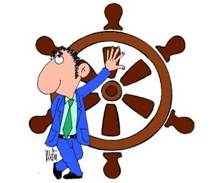 Trong khó khăn, càng cần có tay lái vững - Minh họa: Khều.
