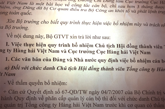 Văn bản trả lời đại biểu Quốc hội của Bộ Giao thông Vận tải.