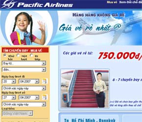 Trang chủ của Pacific Airlines.