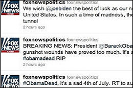Tài khoản Twitter của Fox News đưa tin nhảm - Ảnh: BBC.