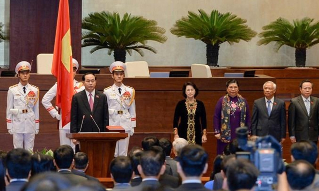 Chủ tịch nước Trần Đại Quang trong lễ tuyên thệ.