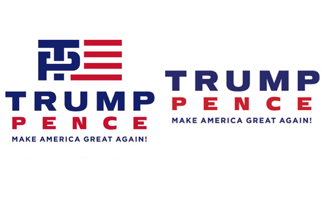Logo tranh cử của Donald Trump: mới (bên phải) và cũ (bên trái).<br>