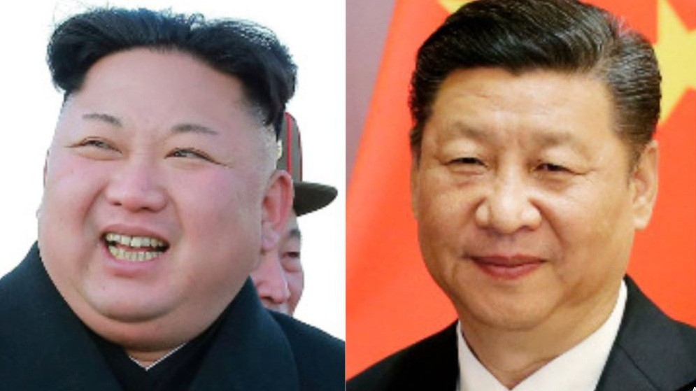 Nhà lãnh đạo Triều Tiên Kim Jong Un (trái) và Chủ tịch Trung Quốc Tập Cận Bình.