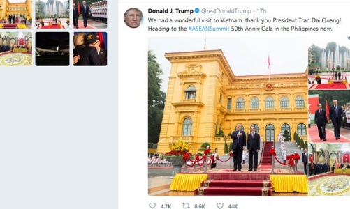 Rời Việt Nam, Tổng thống Trump viết lời cảm ơn trên mạng xã hội