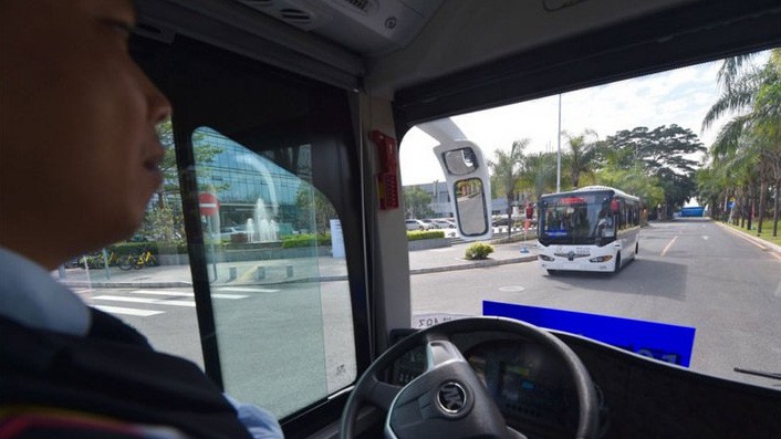 4 xe bus không người lái đã bắt đầu chạy thử ở Thẩm Quyến - Ảnh: SCMP.