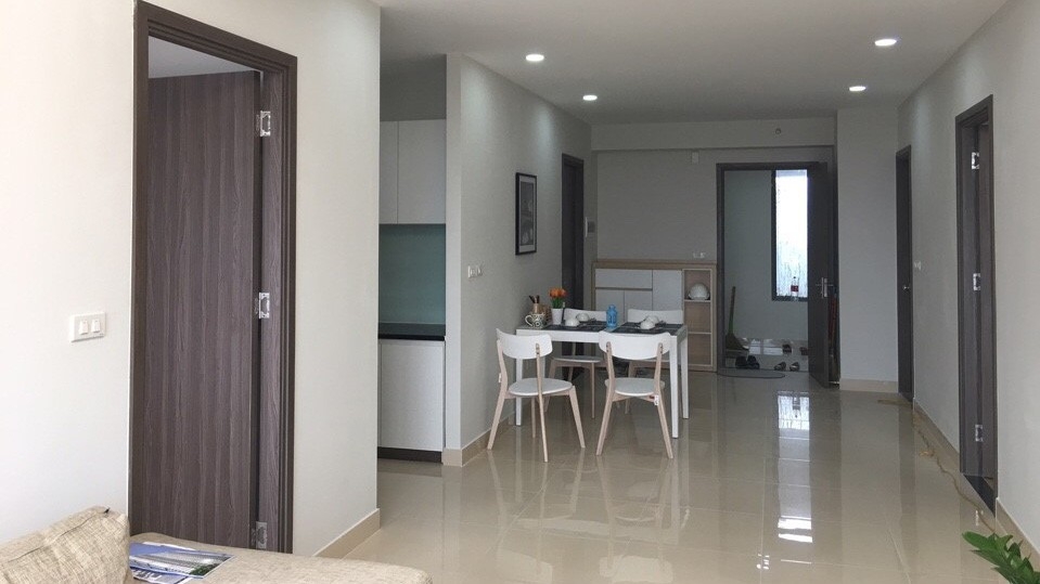 Phối cảnh phòng khách tại căn hộ mẫu.