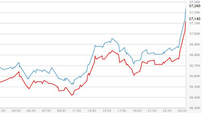 Diễn biến giá vàng SJC tại DOJI - Nguồn: DOJI.